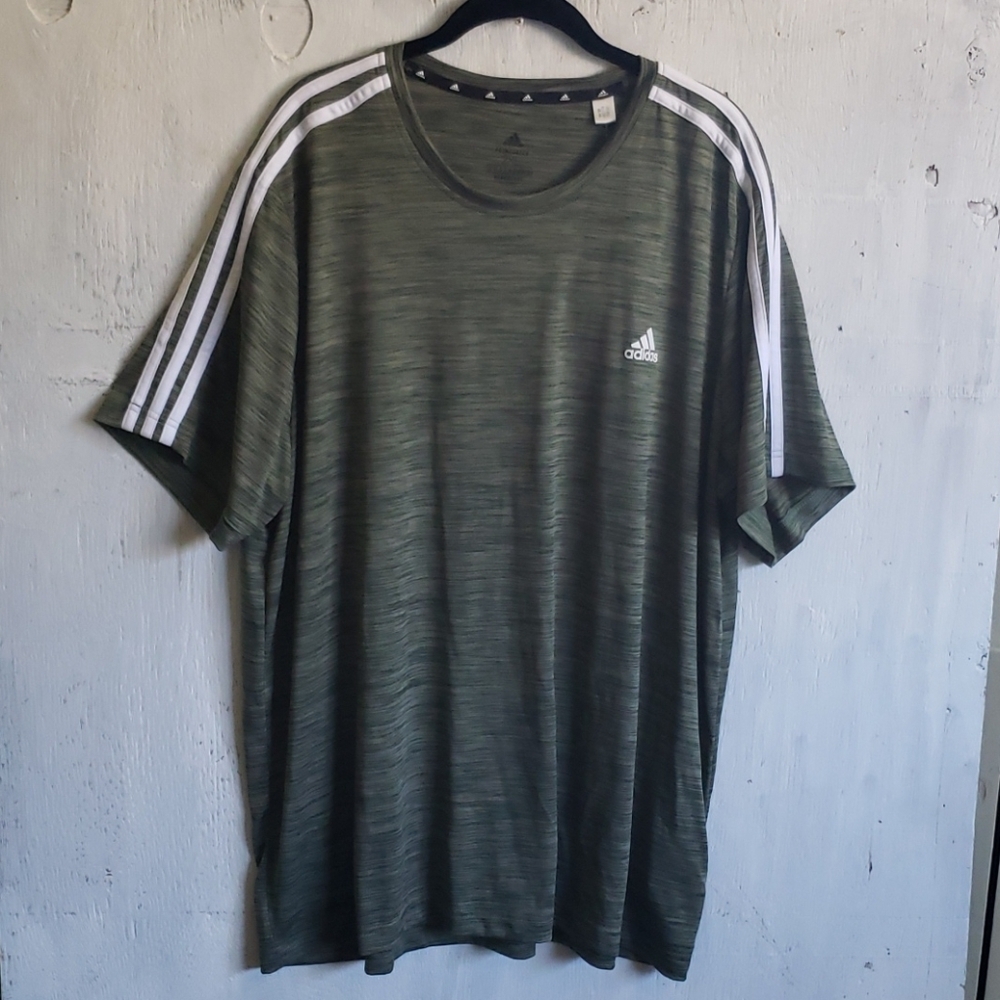 Adidas mens green sport short sleeves casual shirt 2XL